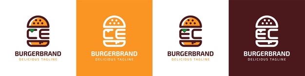 Letra CE y EC Burger Logo adecuado para cualquier negocio relacionado con hamburguesas con iniciales CE o EC