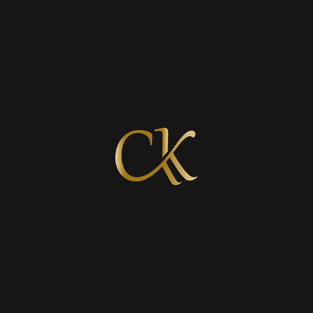 Letra CK de lujo con icono de logotipo de color dorado