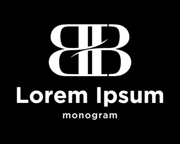 Letra clásica B BB HB Monograma recortado Belleza Cabello ondulado Símbolo Salón Peluquería Marca Diseño Vector