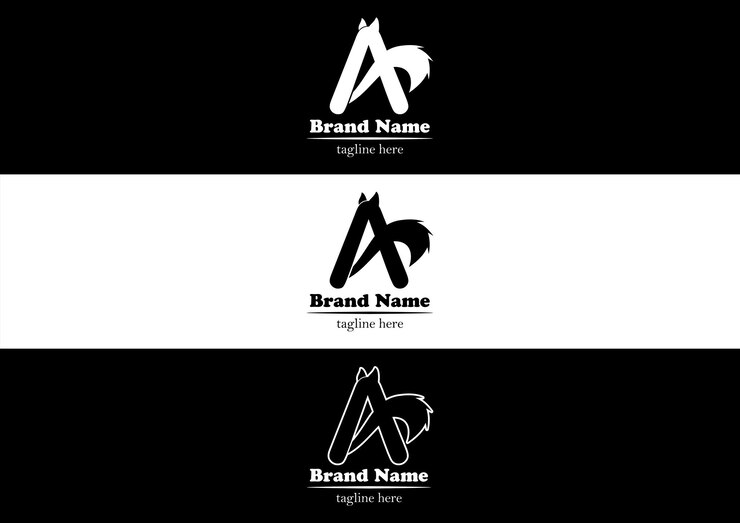Una letra con cola de ardilla en blanco y negro para un logotipo de marca o empresa