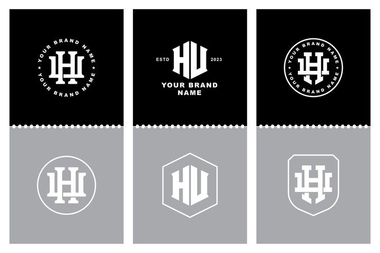 Vector letra de colección de monogramas hu o uh con diseño de insignia de estilo moderno entrelazado para ropa de marca