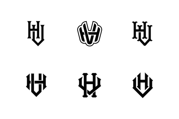 Letra de colección de monogramas HV o VH con estilo moderno entrelazado, bueno para ropa de marca