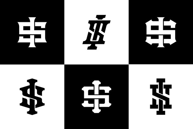 Letra de colección de monogramas IS o SI con estilo entrelazado, ideal para prendas de vestir de marca