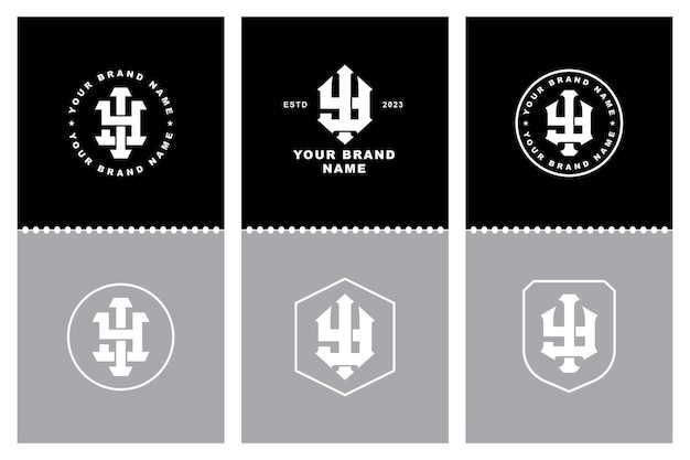 Letra de colección de monogramas IY o YI con diseño de insignia de estilo entrelazado para prendas de vestir de marca