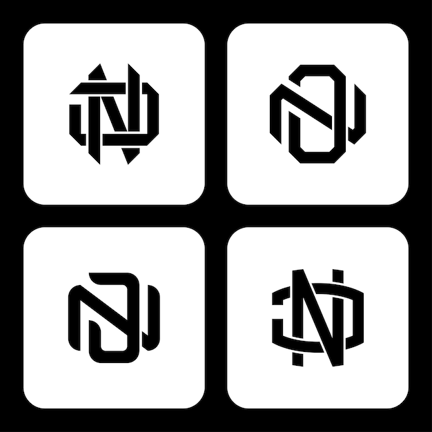 Letra de colección de monogramas JN o NJ con estilo entrelazado para ropa de marca, ropa de calle