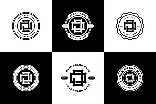 Letra de colección de monogramas JO o OJ con diseño de insignia de estilo entrelazado para prendas de vestir de marca