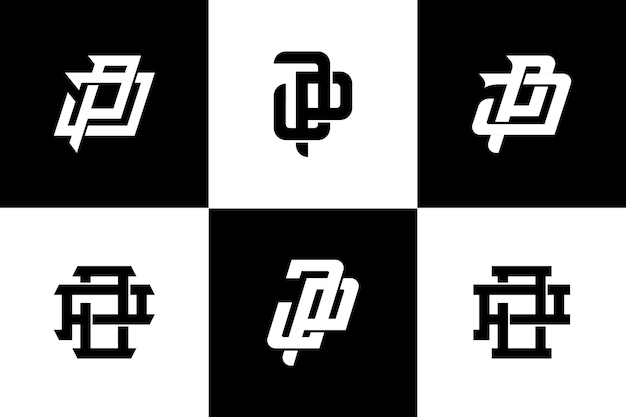 Letra de colección de monogramas JP o PJ con estilo entrelazado para ropa de marca, ropa de calle