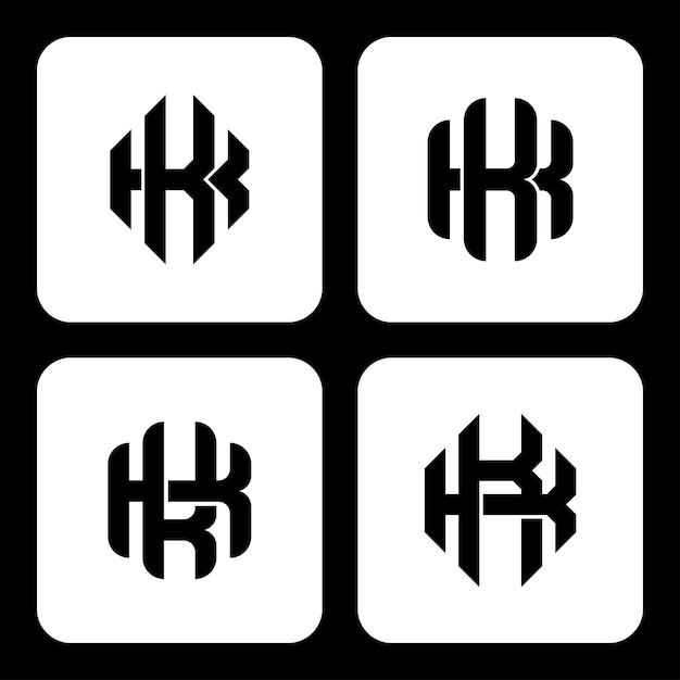 Letra de colección de monogramas K o KK con estilo entrelazado para ropa de marca, ropa de calle