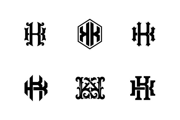 Letra de colección de monogramas K o KK con interlock estilo clásico moderno ideal para ropa de marca