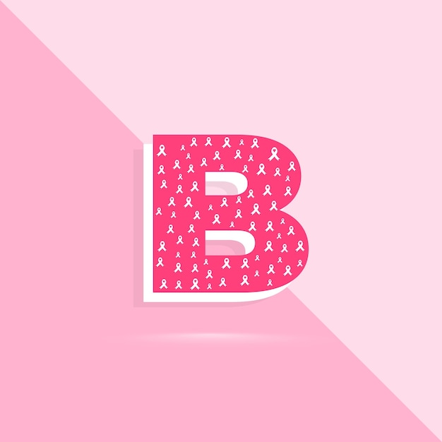 Letra de color rosa un logotipo e icono para el mes de concienciación sobre el cáncer de mama