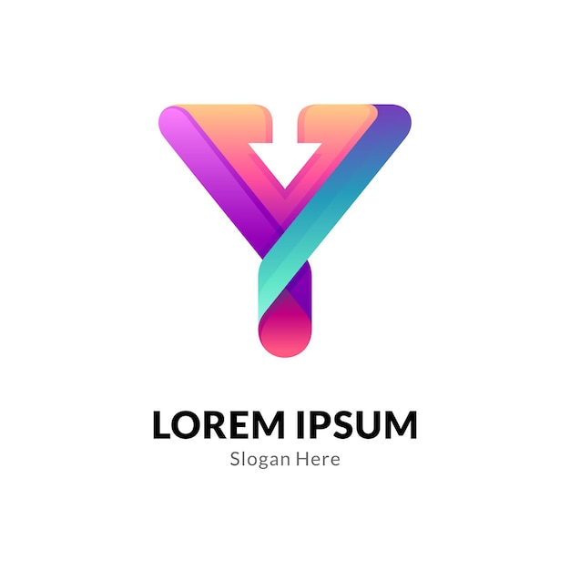 Letra Y con concepto de logo de flecha