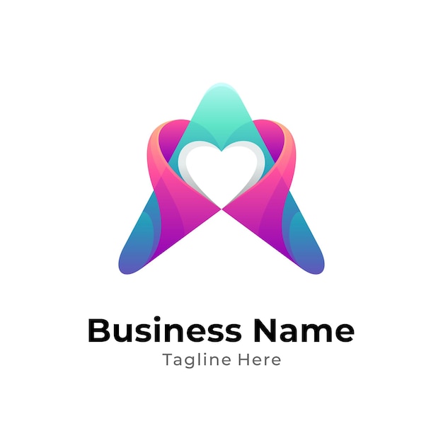 Letra A y concepto de logotipo de corazón