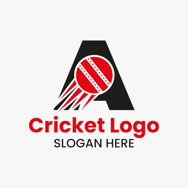 Letra A Concepto De Logotipo De Cricket Con Icono De Pelota De Cricket En Movimiento. Cricket Deportes Logotipo Símbolo