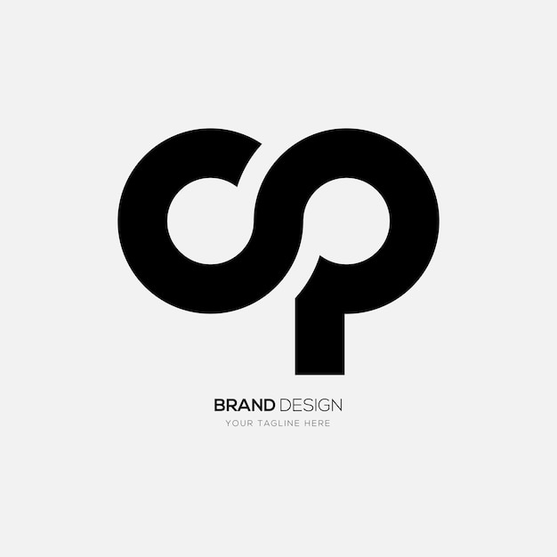 La letra Cp inicial es el logotipo plano de forma de línea creativa