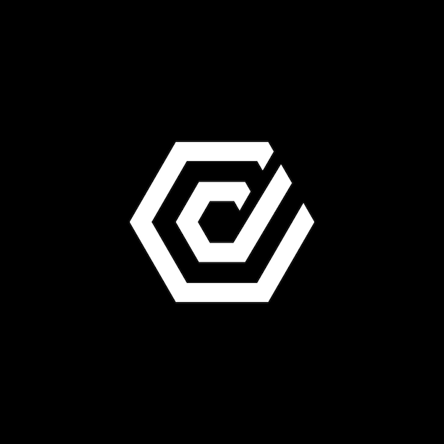 Vector la letra creativa c d el logotipo del monograma hexagonal
