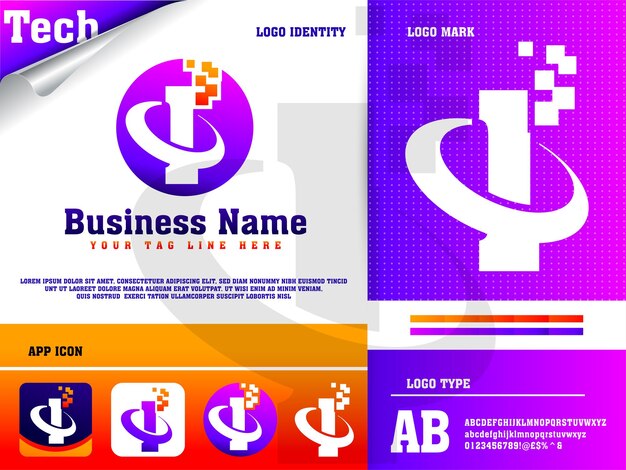 Letra creativa i logotipo de tecnología digital moderna