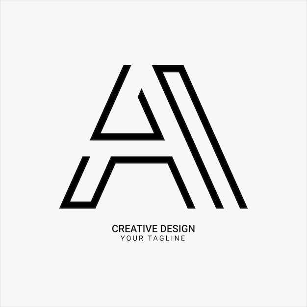 Una letra creativa monograma inicial forma de triángulo patrón de arte de línea diseño de logotipo único moderno