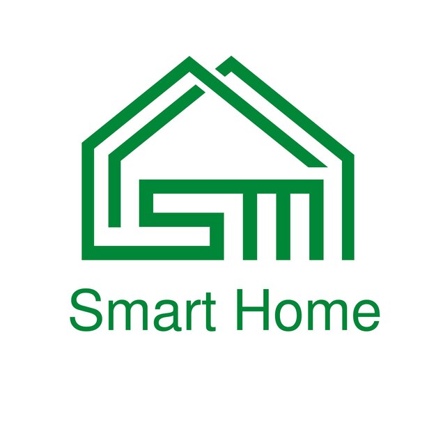 Letra creativa SM Smart Home Vector Logo