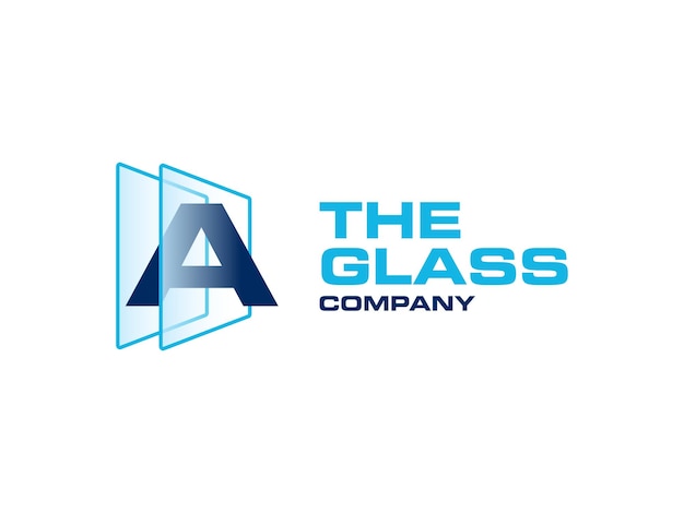 Letra creativa Un vaso para el logotipo de la empresa letra a través del símbolo de las fábricas de vidrio de cristal