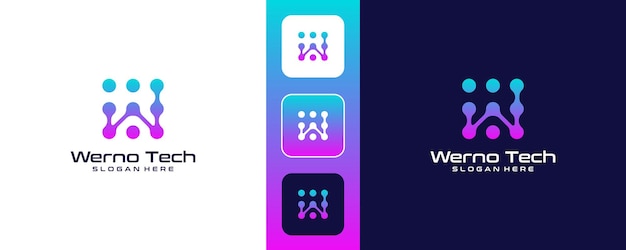 Vector letra creativa w logotipo de la tecnología digital moderna