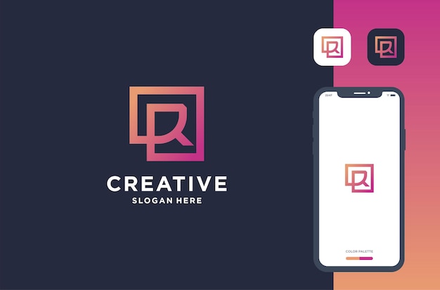la letra cuadrada r inspiración para el diseño del logotipo