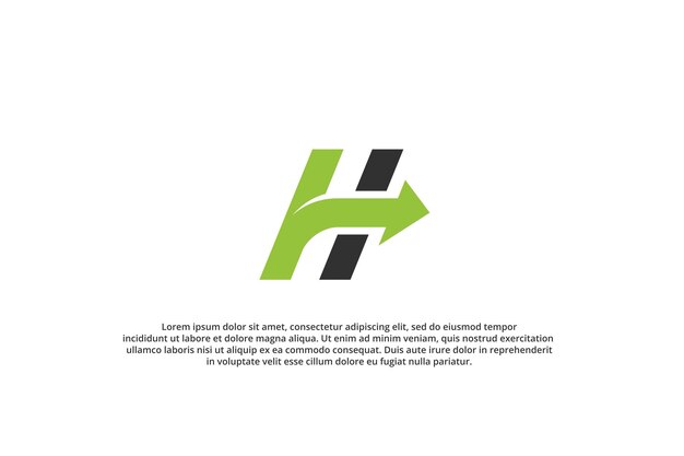 la letra curva h la flecha el logotipo verde la expedición de entrega de negocios