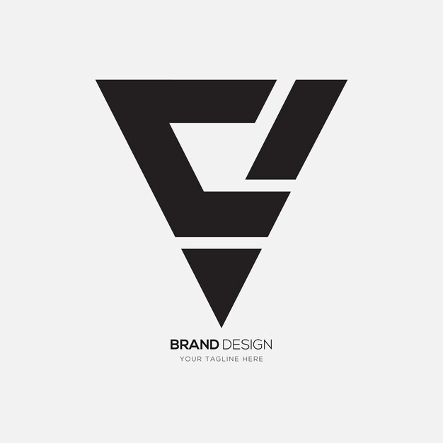 La letra Cv es una forma triangular única, un monograma moderno y un logotipo