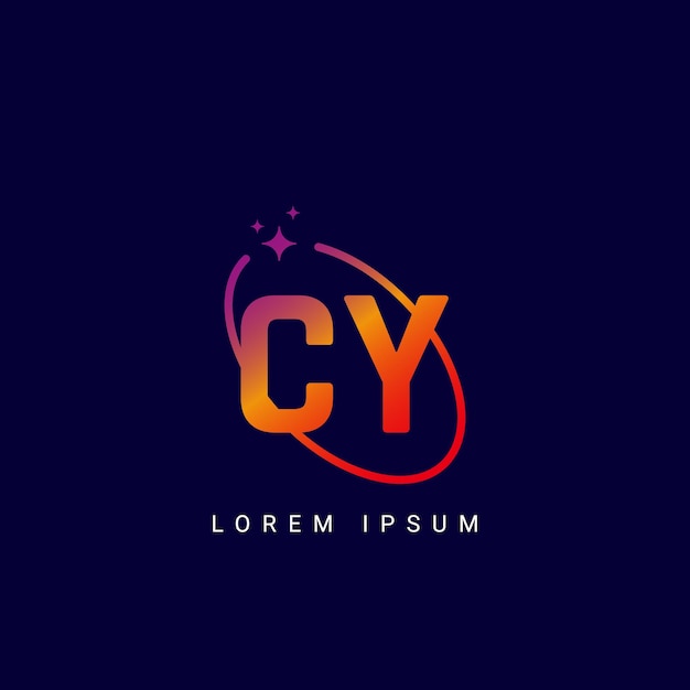 Letra CY YC con el logotipo de la galaxia y el logotipio de la estrella