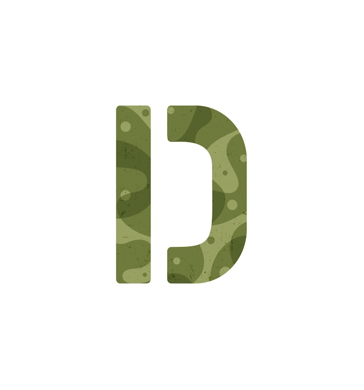 Vector letra d alfabeto del ejército elemento de fuente militar