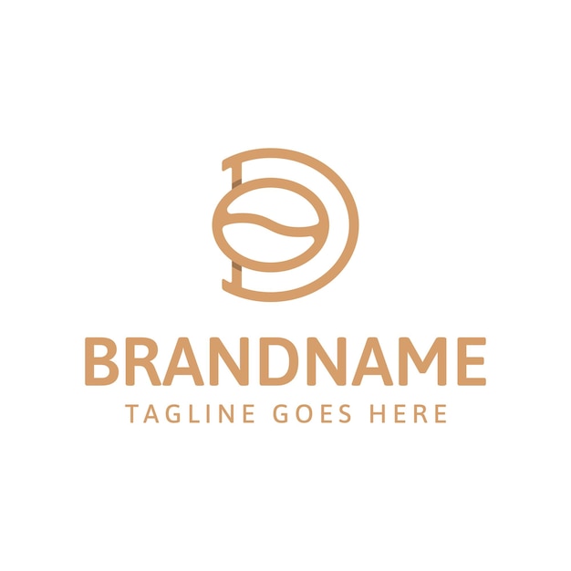 La letra D Coffee Logo fusiona la tipografía con imágenes sutiles de café