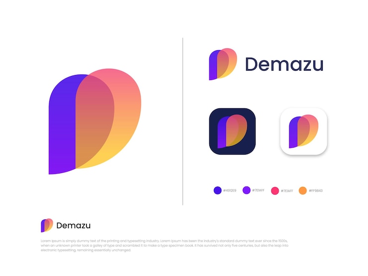 Letra D diseño de logotipo moderno letra d logotipo degradado para identidad de marca