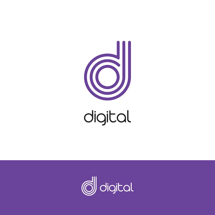 Vector letra d elegante logotipo y monograma para un concepto de logotipo de inicio de desarrollo tecnológico en un blanco