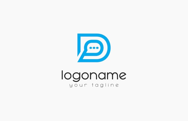 letra D con elemento de diseño del logotipo de chat talk