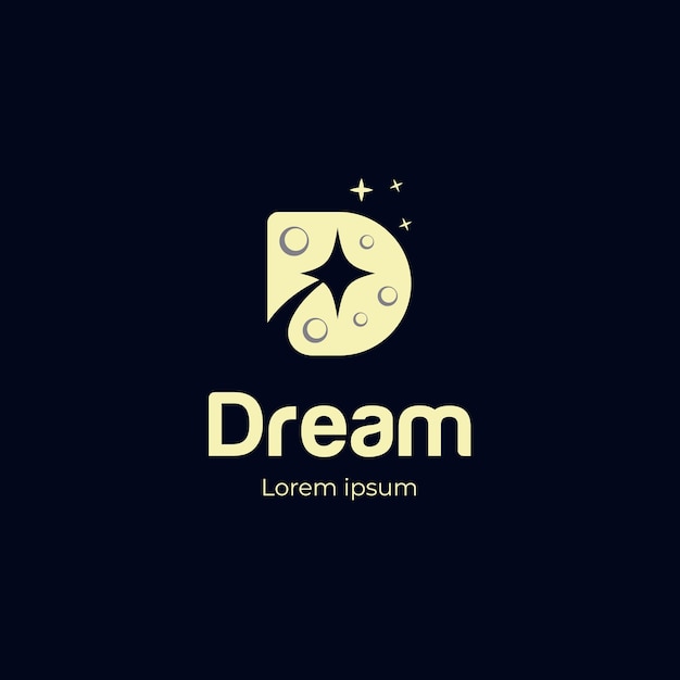 Letra D con estrella fugaz logo icono diseño estrella luna elemento símbolo