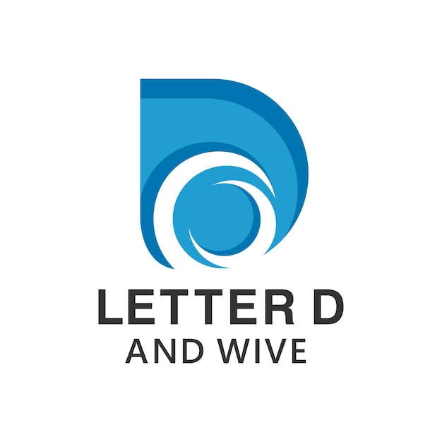letra d con ilustración de icono de vector de logotipo de onda