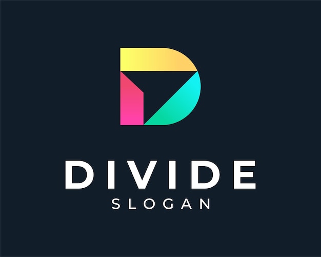 Letra D Iniciales Monograma Moderno Colorido Moda Flecha Puntero Cursor Adelante Vector Logo Diseño