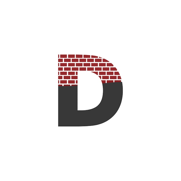 Vector letra d con el logotipo de brick wall diseño vectorial empresa de construcción creative letra inicial y logotipo de pared