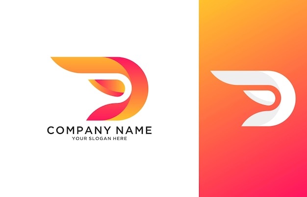 La letra D del logotipo en dos colores personalizado para todos los negocios comienza con las iniciales D en formato vectorial