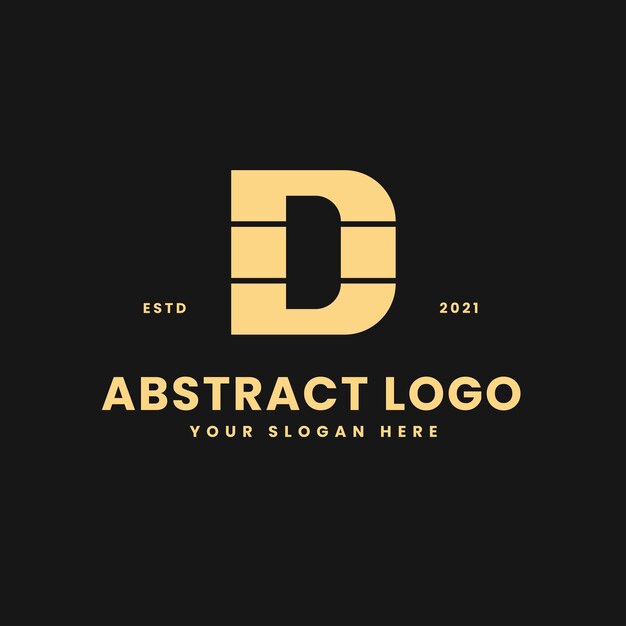 Letra d lujoso bloque geométrico de oro concepto logo vector icono ilustración