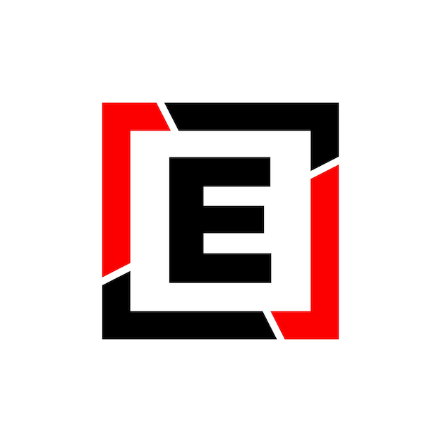 Letra D con monograma de marco negro rojo Icono de la empresa D