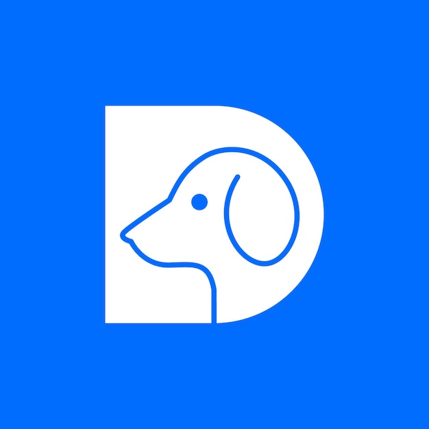 Letra D perro mascotas mínima moderna mascota logo vector icono ilustración
