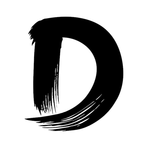 letra D en pintura negra diseño vectorial de estilo pincel sobre fondo blanco