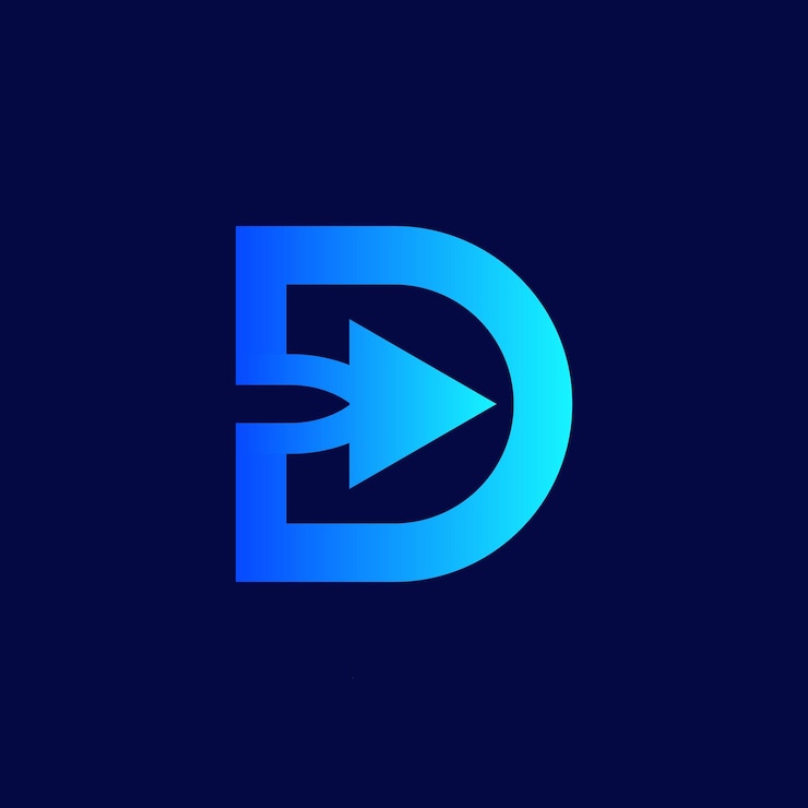 Vector letra d con plantilla de diseño de flecha