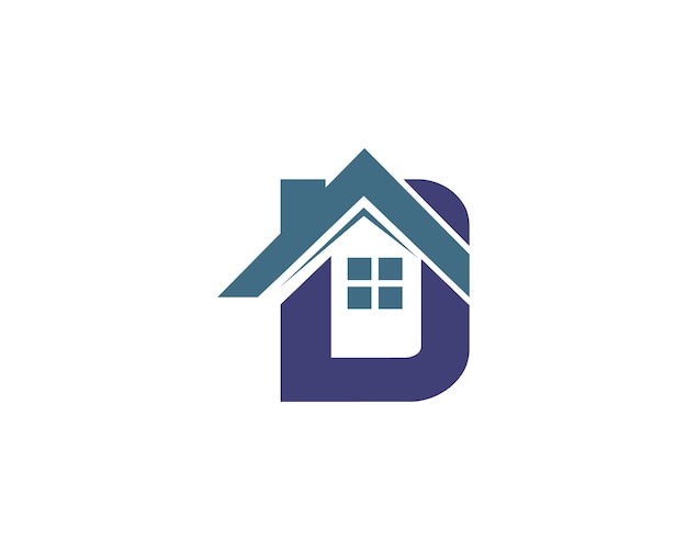 Letra D con propiedad inmobiliaria y construcción plantilla mínima de diseño de logotipo