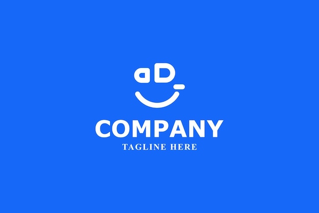 letra a y d sonríe logotipo mínimo