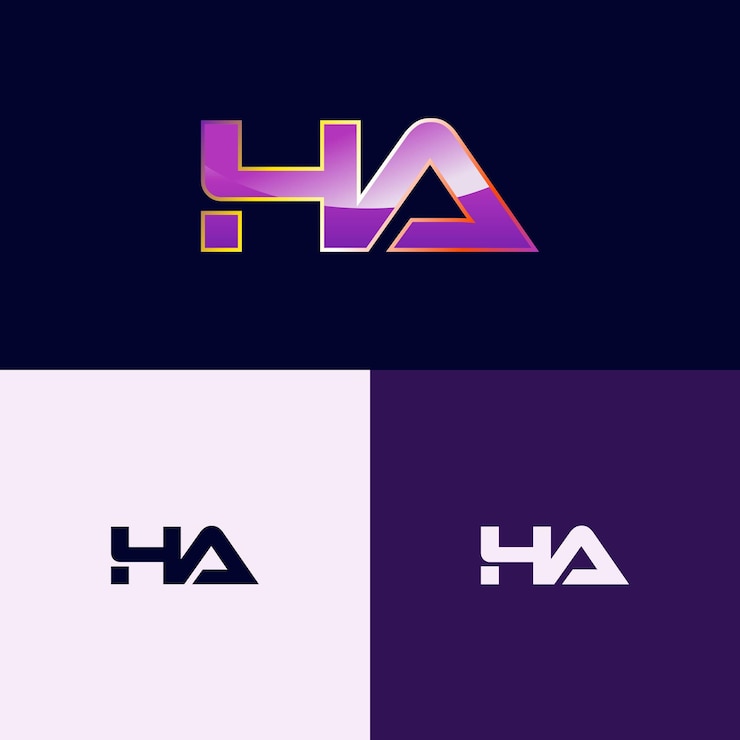 Vector letra degradado logo alfabeto inicial ha