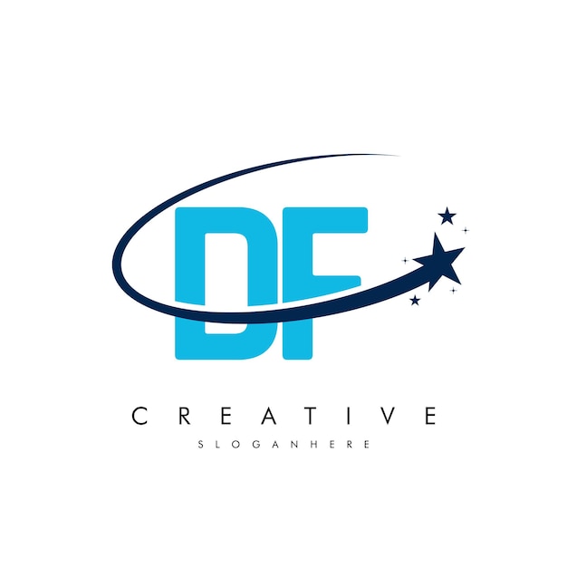 Letra DF FD Estrella Logotipo e icono Diseño de ilustraciones vectoriales de plantilla