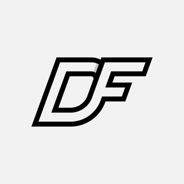 La letra DF o el logotipo FD Monograma La letra D del logotipo con la combinación F Elemento de plantilla de diseño del logotipo
