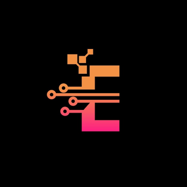 La letra digital E Tech Las ideas de diseño del logotipo La plantilla de tecnología de la letra E