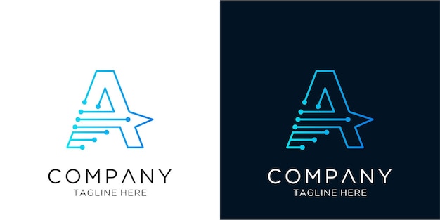 Letra a diseño de logotipo tecnología empresarial corporativa en estilo de contorno lineal